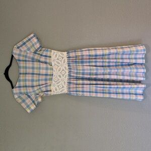 1960s Plaid Dress with Lace Detail